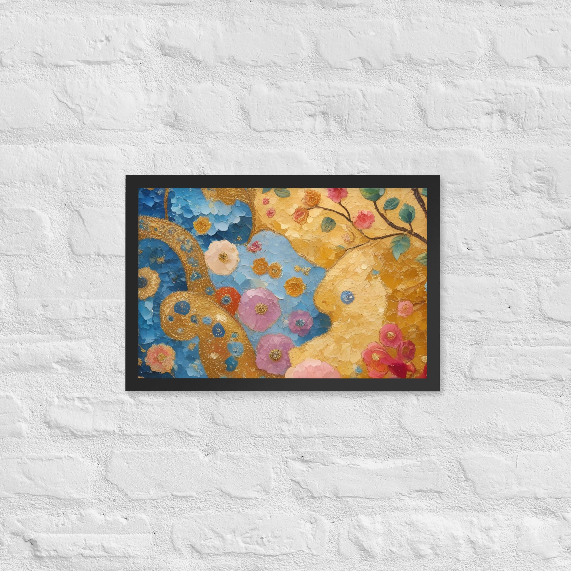 Klimt Inspired Abstract Golden Swirls Framed Poster - Captivating Klimt Inspired Abstract Art - Rosetta Creative Boutique